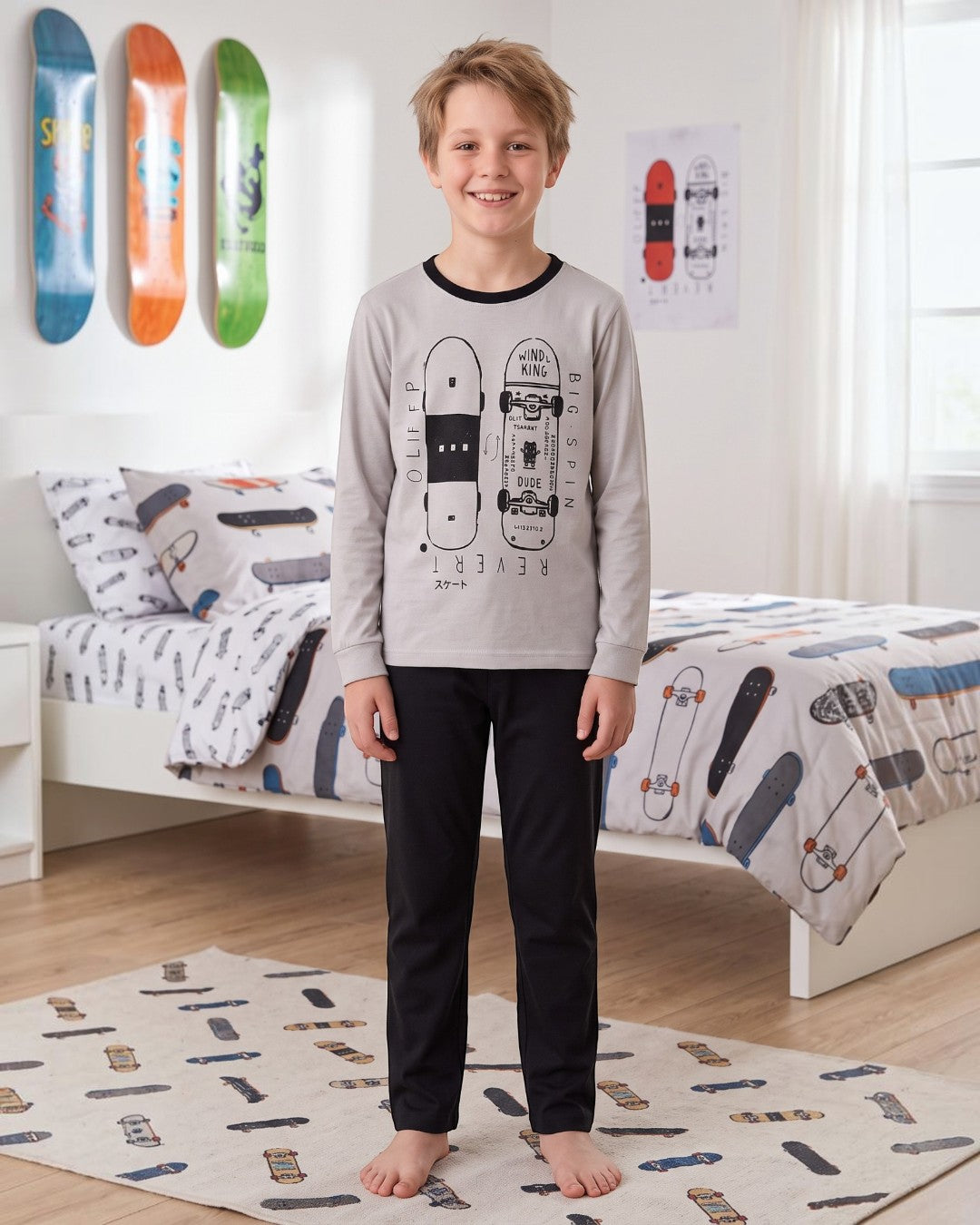 Pijama Niño Algodón Estampado Skate